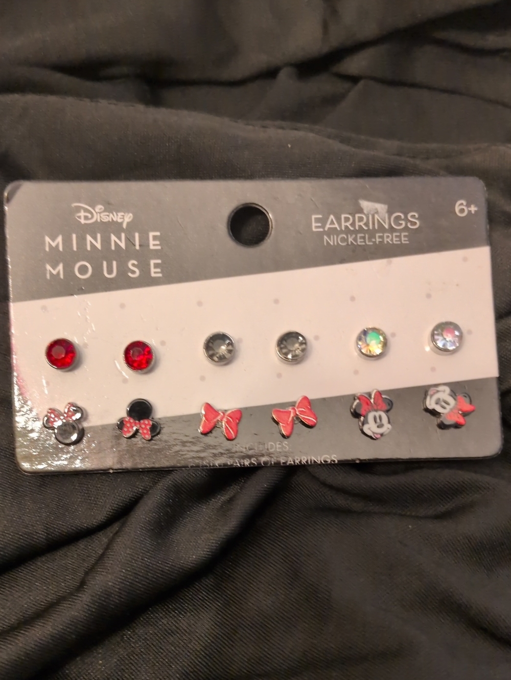 Disney Minnie Mouse Girls Earring Set - Red, Black, Silver